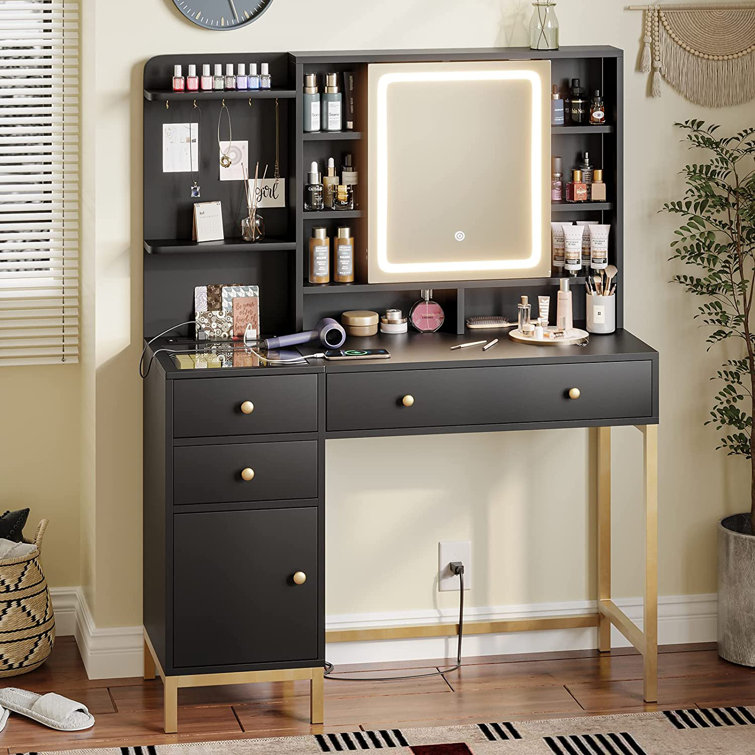 Makeup vanity table with best sale lighted mirror for sale